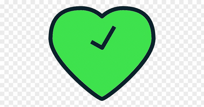 Green Heart Line Symbol Clock PNG