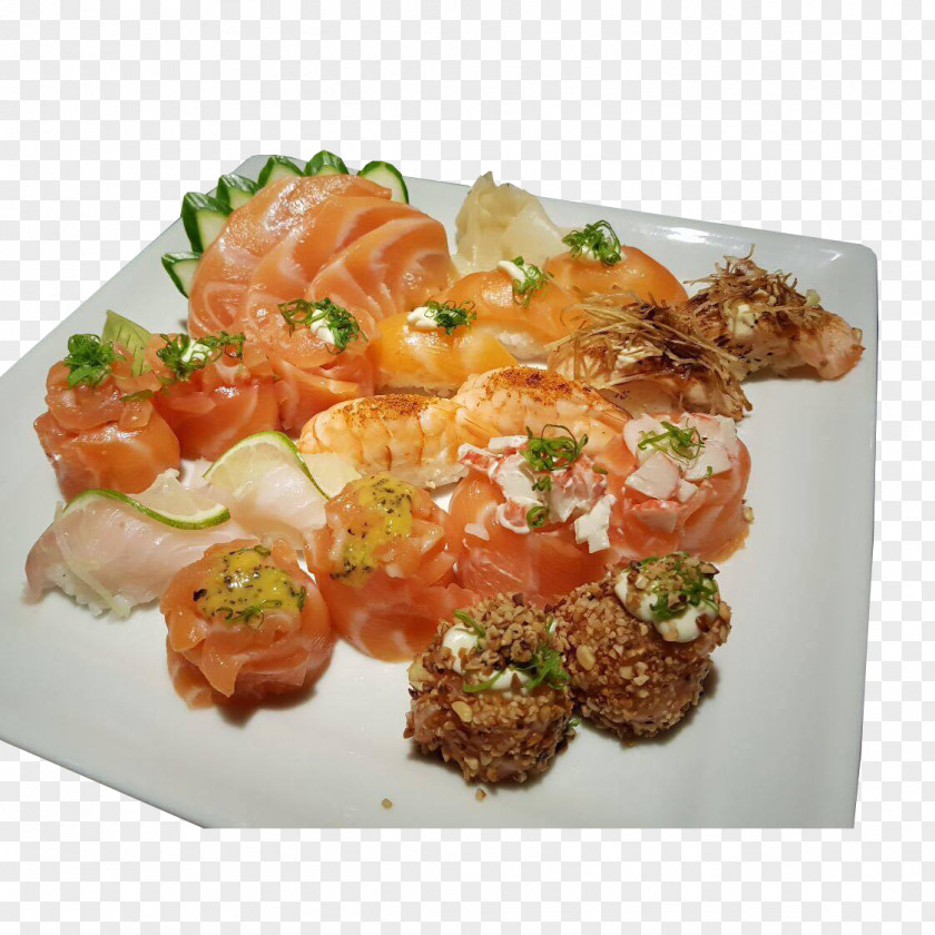 Sushi Sashimi Smoked Salmon Carpaccio Yakusoku Cozinha Oriental Santa Maria Dish PNG