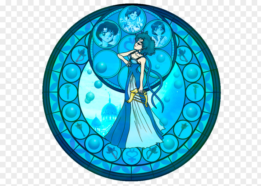 Kida Window Stained Glass Sailor Mercury Moon PNG