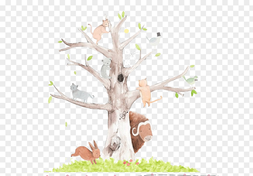 Beautiful Hand-drawn Illustration Forest Department Watercolor Painting Cartoon PNG