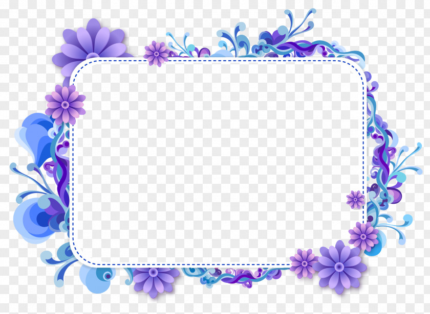 Blue Flower Border Picture Frames Clip Art PNG