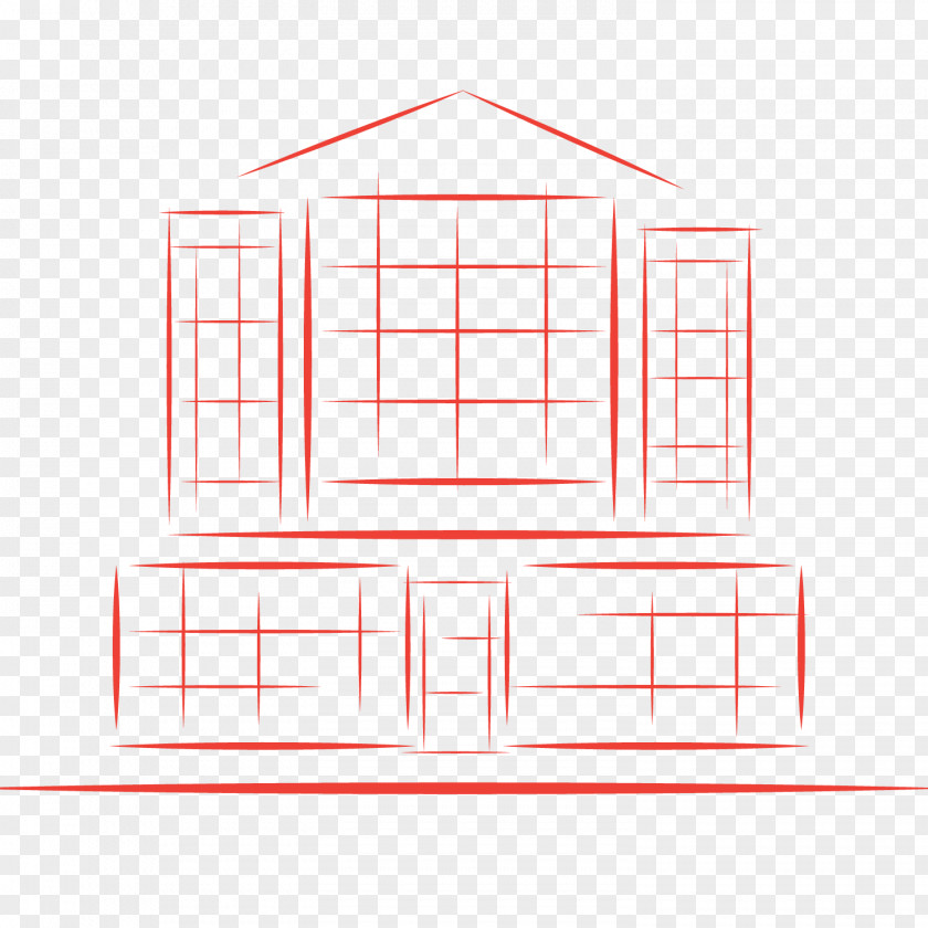 Hand Painted Red Luxury Hotel Vector Material Architecture Facade Daylighting PNG
