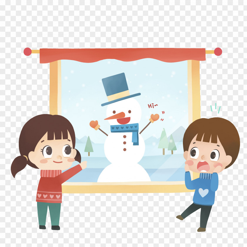 The Snow Outside Window Cartoon Illustration PNG