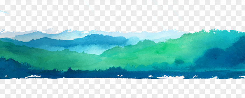 Vector Cartoon Mountains Water Resources Green Wallpaper PNG