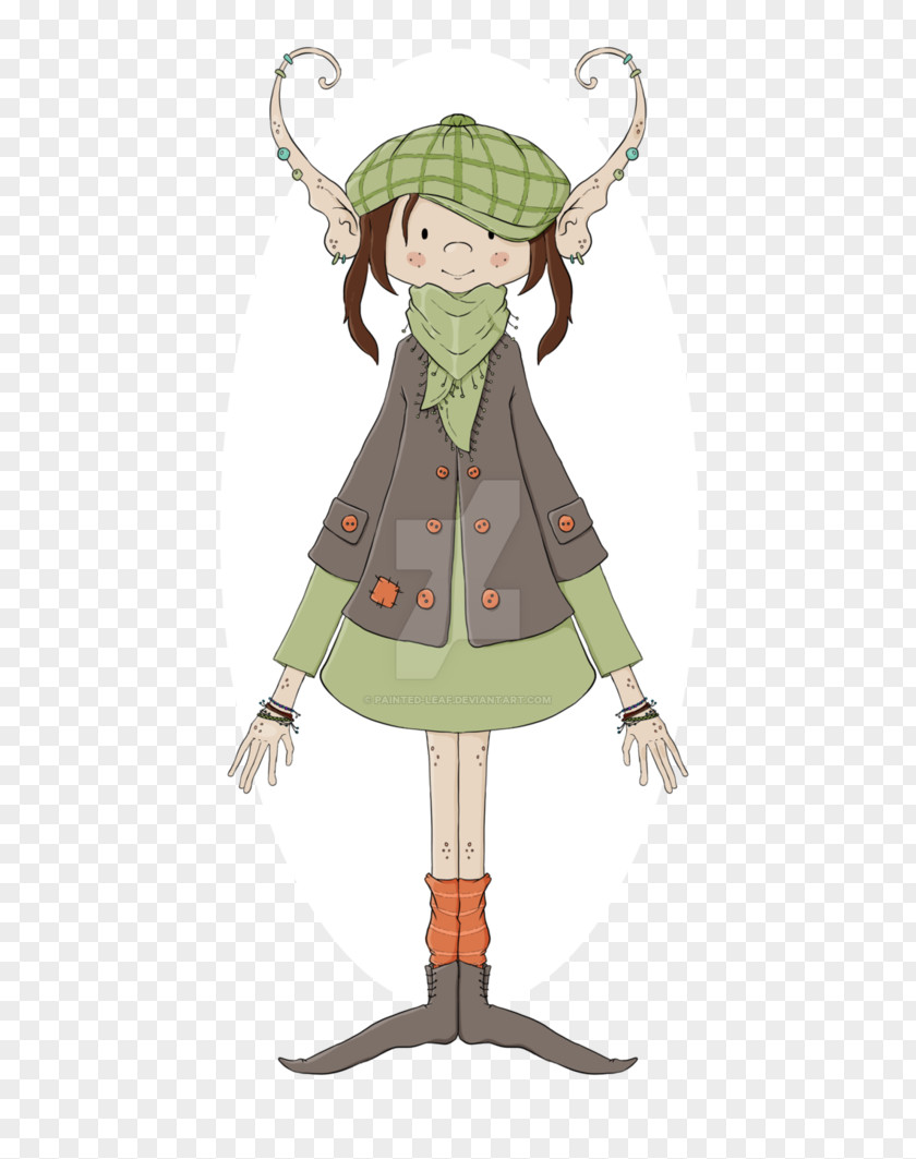 Painted Leafs Costume Design Cartoon Character PNG