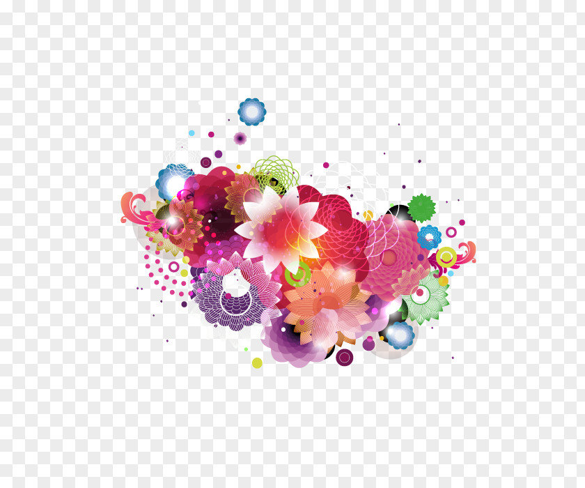 Colorful Flowers Vector Shading Flower PNG