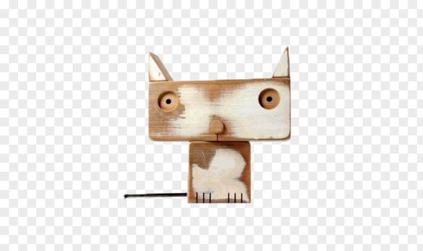 Wood Kitten Cat Carving Sculpture PNG