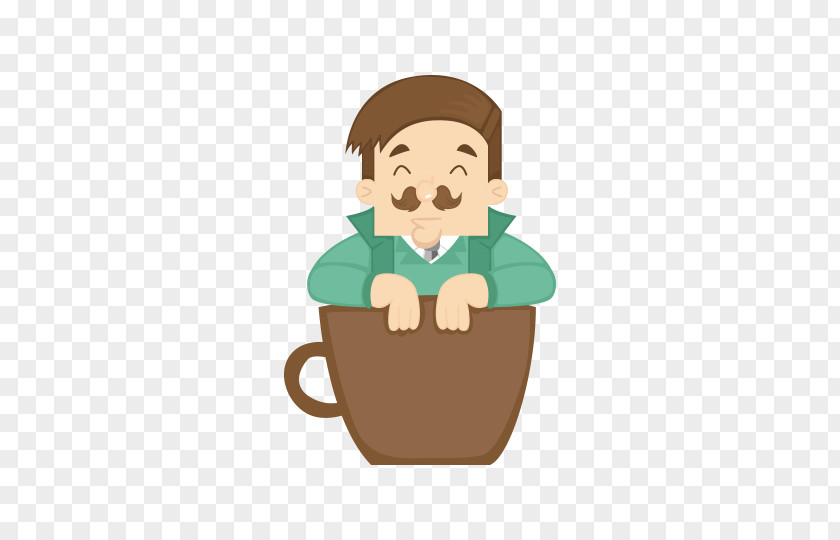 Green Tooling Uncle Sitting Cup Illustration PNG