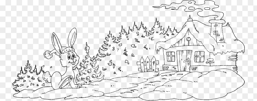 Rabbit House Creative Haven Country Scenes Coloring Book Drawing Winter Adult PNG