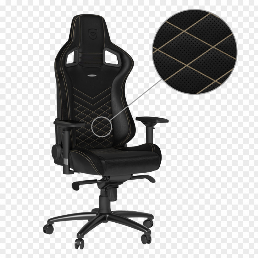 Black Gold Office & Desk Chairs Artificial Leather Gaming Chair PNG