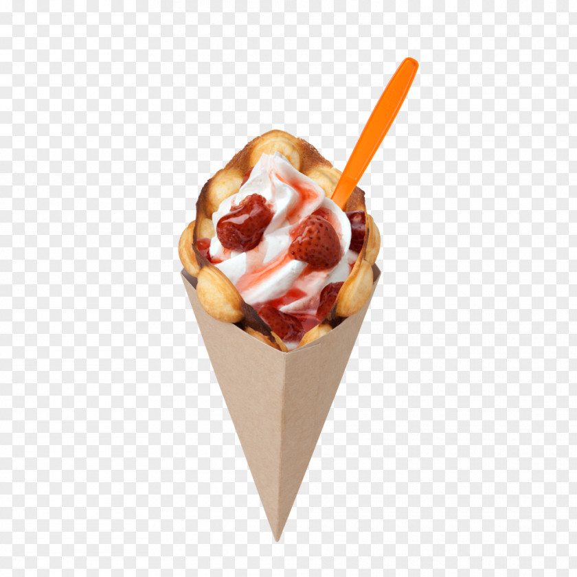 Bubble Waffle Ice Cream Cones Milkshake Sundae PNG