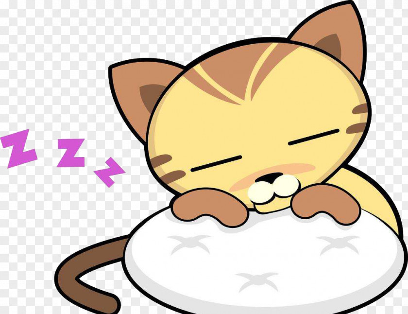 Sleeping Kitten Cat Cartoon PNG