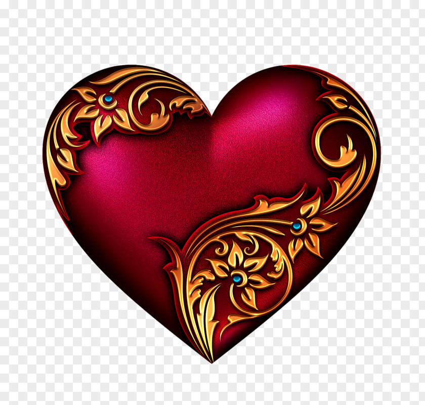 Heart Sticker Image Red Gold PNG