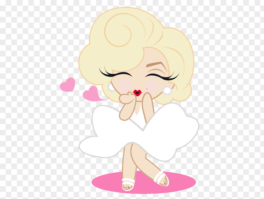 Peach Heart Marilyn Monroe Cartoon Illustration PNG