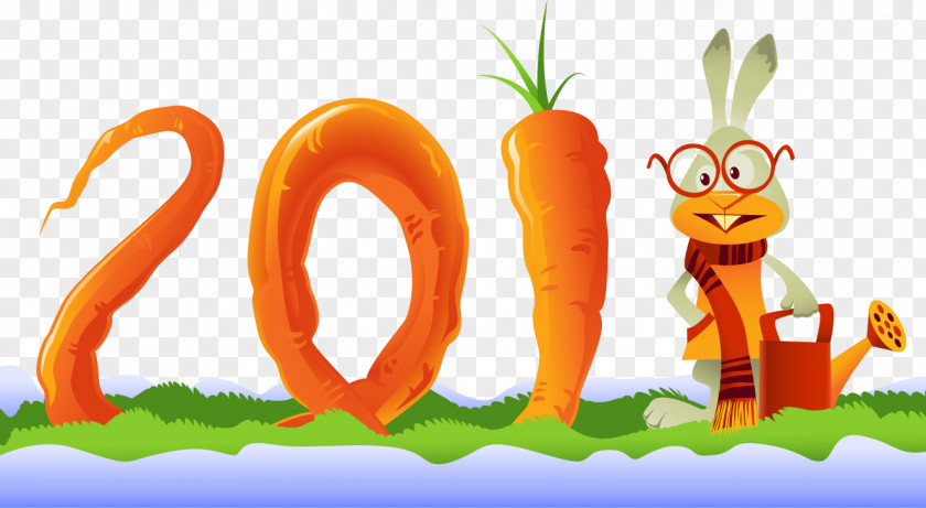 Bunny And Carrot Vector Material Consisting Of 2011, Chinese New Year Rabbit Calendar PNG