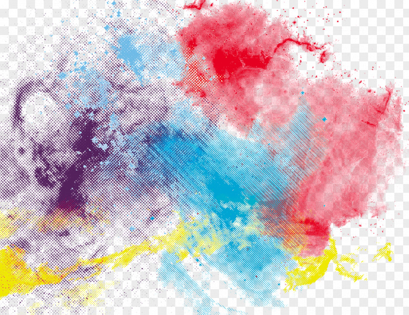 Colorful Ink Watercolor Painting Download PNG