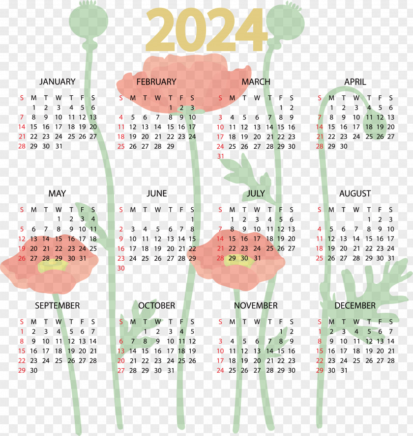 Calendar Line Flower Font Text PNG