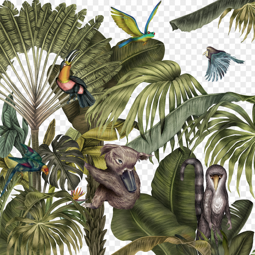 Subtropical Forest Animal Pattern Background PNG forest animal pattern background clipart PNG