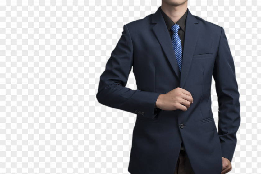 One Hand On The Man In Suit Blazer Necktie Blue PNG