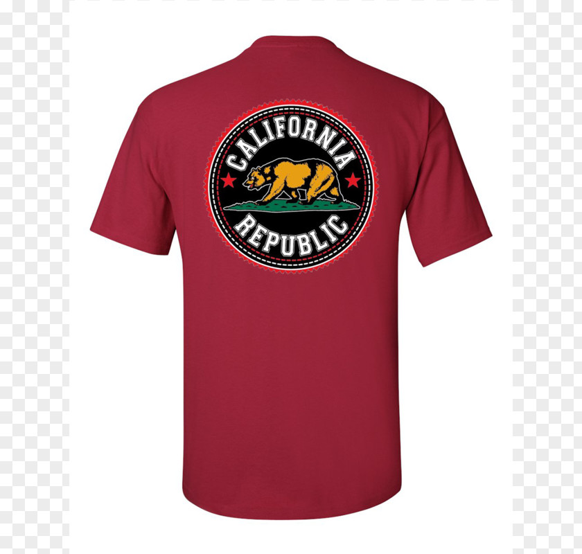 Printed T Shirt Red T-shirt California Republic Crew Neck Top Sleeveless PNG