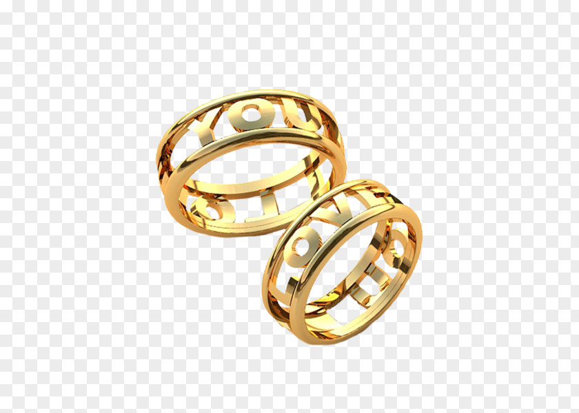 Wedding Ring Earring Gold PNG