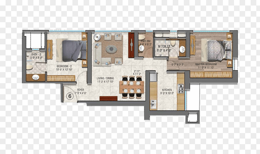 Apartment 3D Floor Plan Auris Serenity PNG