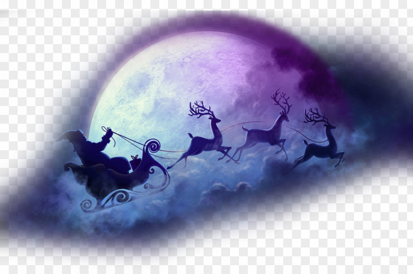 Christmas Moon Transparent Background Element Material Santa Claus's Reindeer Eve NORAD Tracks PNG