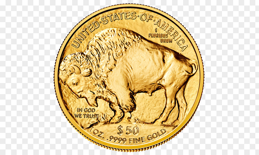Eagle American Buffalo Gold Bullion Coin PNG