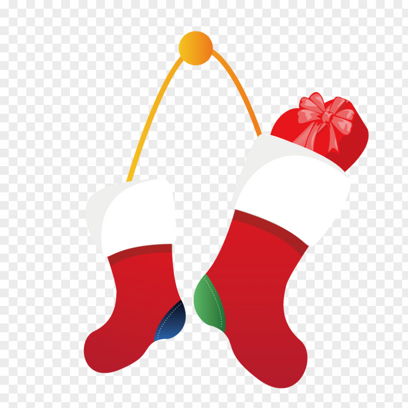 Wall Hanging Red Christmas Socks Stocking Santa Claus PNG