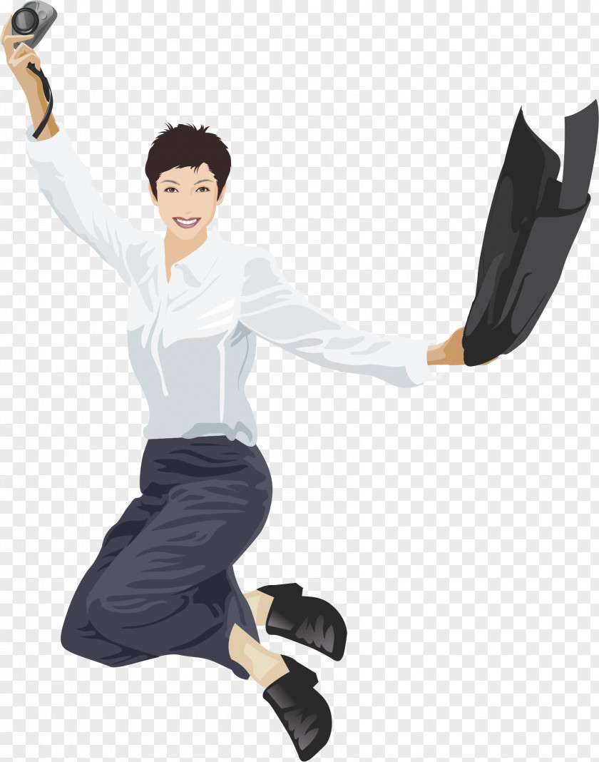 Happy Cheering Professional Women Illustration PNG