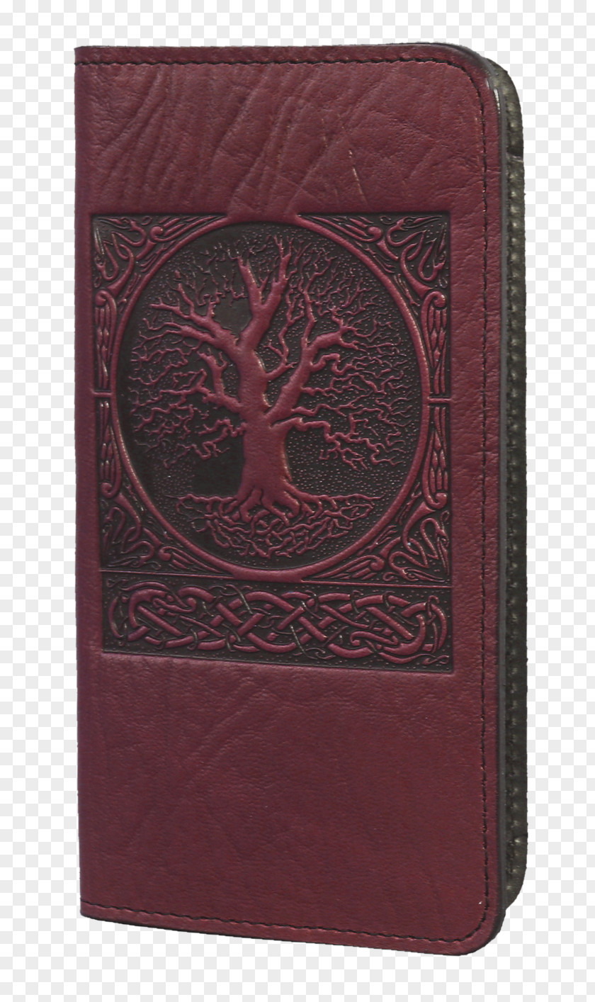 Wallet Maroon Leather World Tree Color PNG