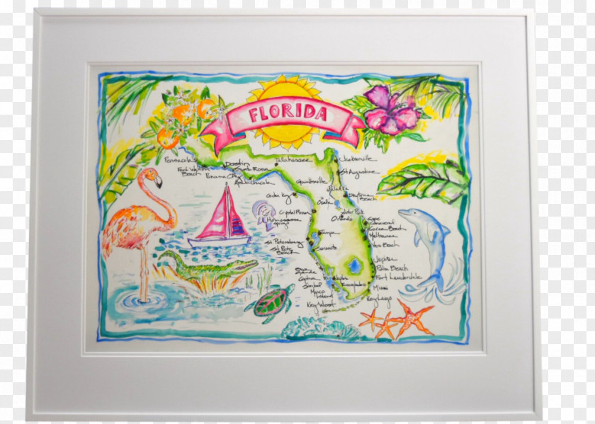 Watercolor Map WaterColor, Florida Art Painting Drawing PNG