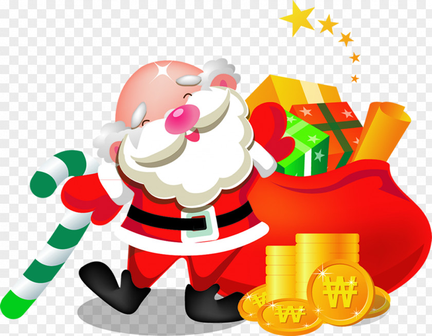 Beautiful Santa Claus Christmas Gift Emoticon Icon PNG
