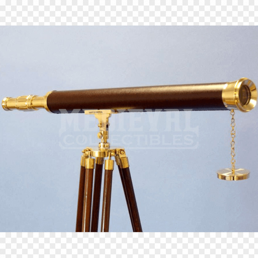 Refracting Telescope Brass 01504 Leather Floor PNG