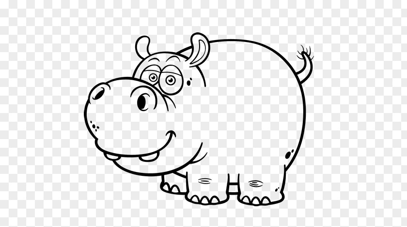 Hippopotamus Drawing Cartoon Black And White PNG