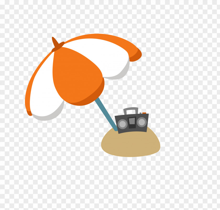 Vector Color Cartoon Beach Radio Umbrella PNG