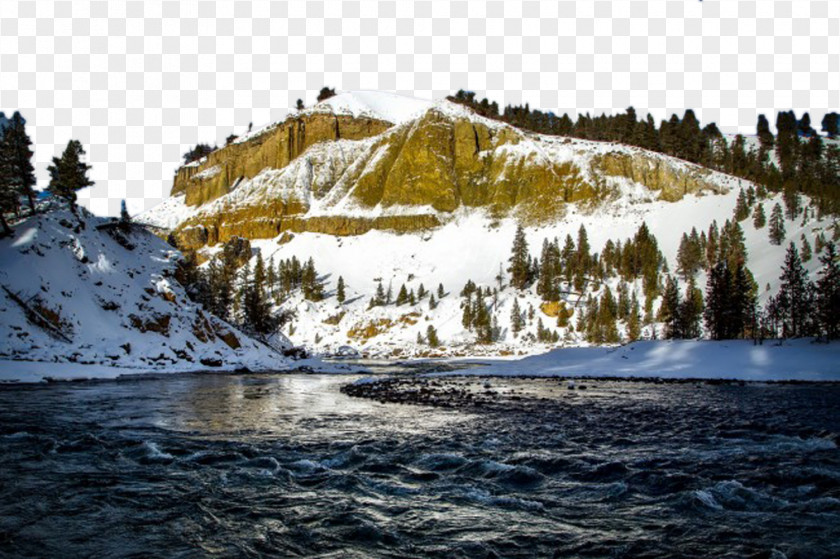 Mysterious Snow Mountain Tower Fall Yellowstone Caldera Upper Falls Sheepeater Cliff River PNG