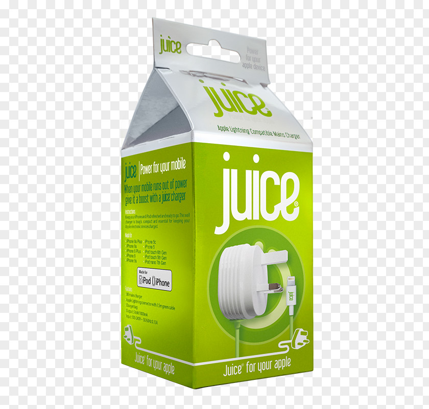 GREEN APPLE Juice AC Adapter IPad Mini IPhone 5c 5s Lightning PNG