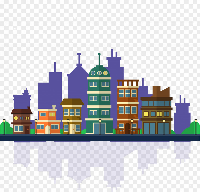 Vector City Building Background PNG