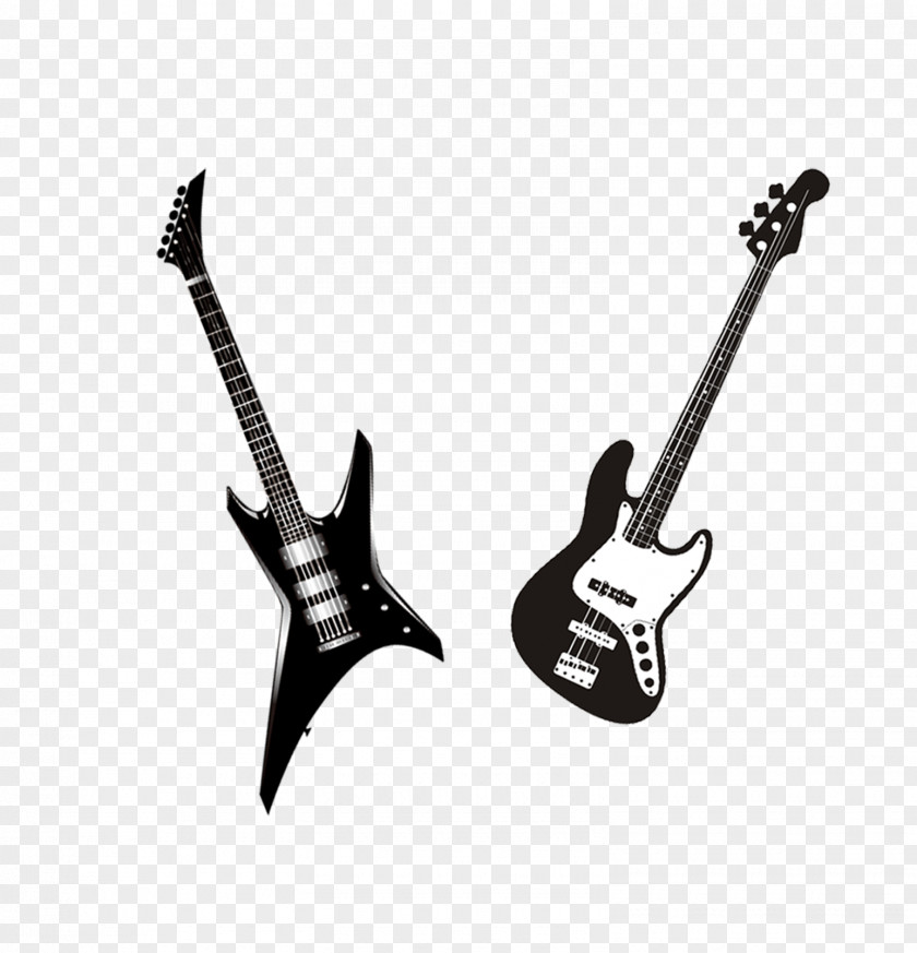 Black And White Musical Instruments Bass Guitar Instrument PNG