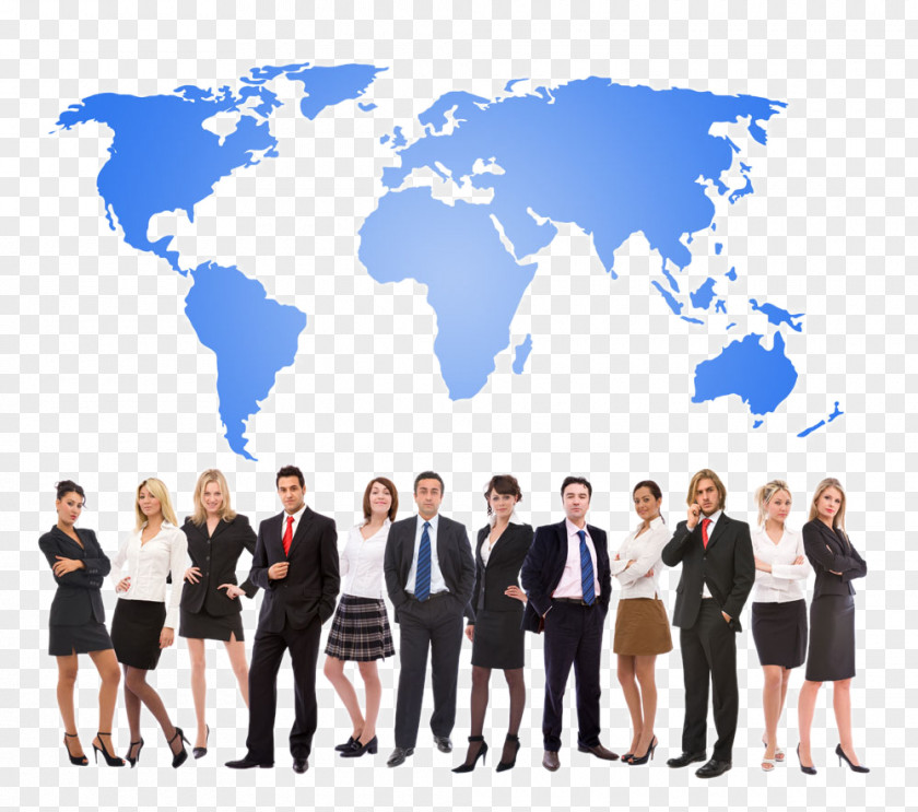 Business People World Map Robinson Projection PNG
