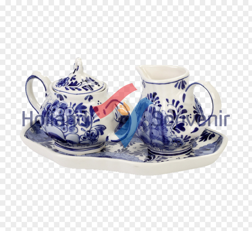 Delft China Plates Coffee Cup Ceramic Saucer Kettle Blue And White Pottery PNG
