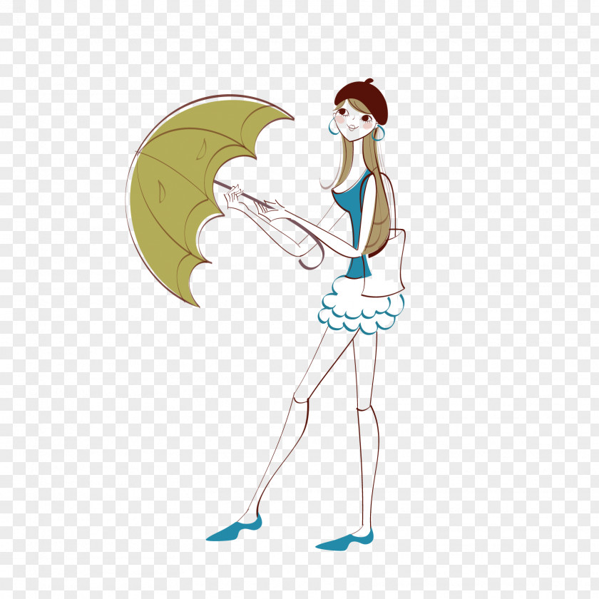 Illustration PNG Illustration, Umbrella girl waist curve clipart PNG