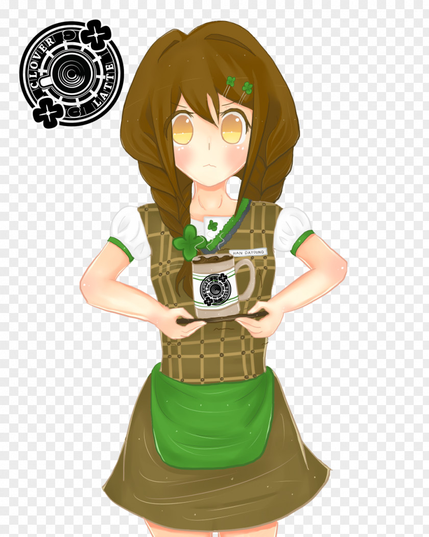 Green Brown Hair Character Cartoon Figurine PNG