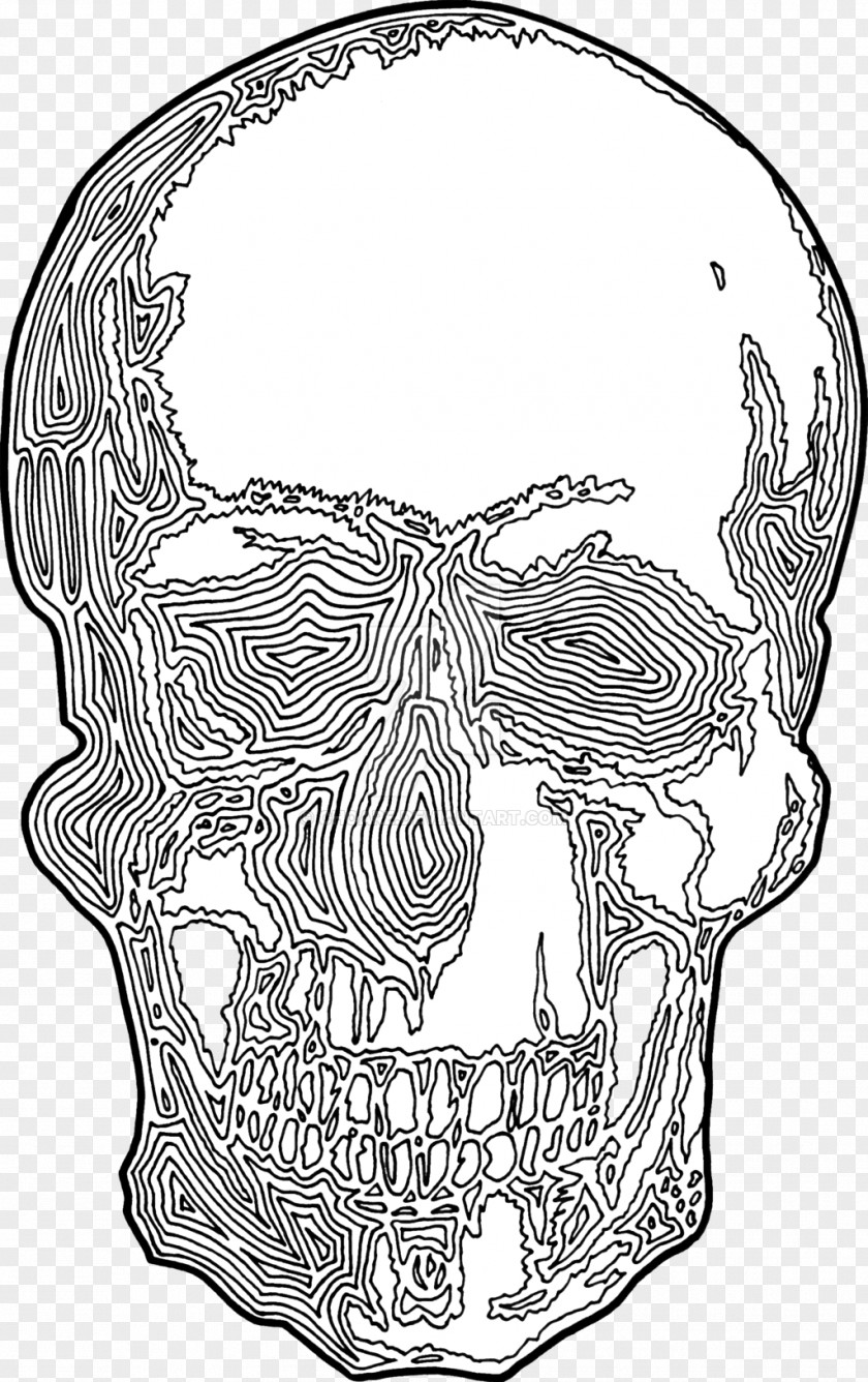 Skull Print Line Art Drawing Jaw Headgear PNG