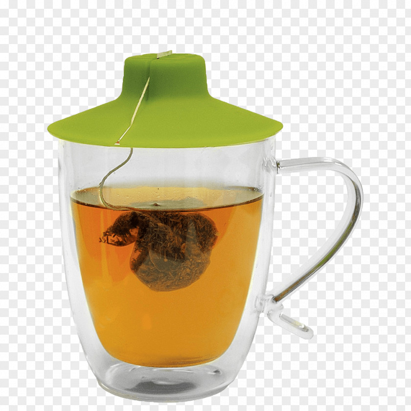 Tea Bag Green Flowering Mug PNG