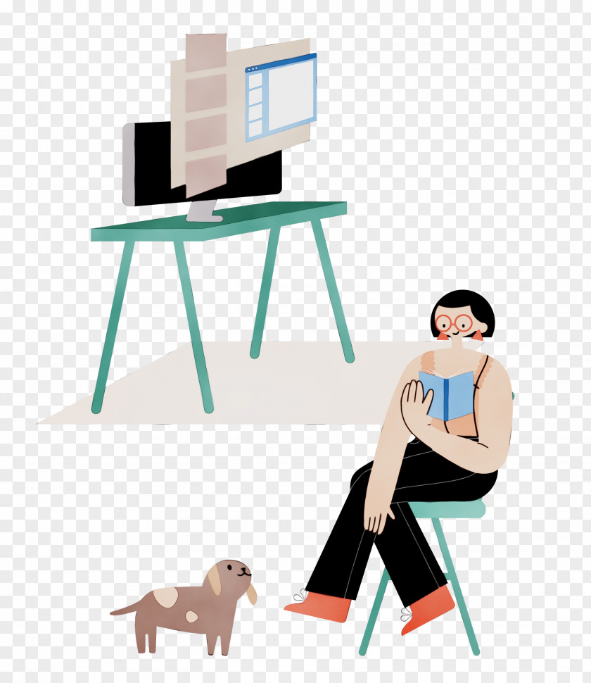 Desk Chair Cartoon Sitting Easel PNG