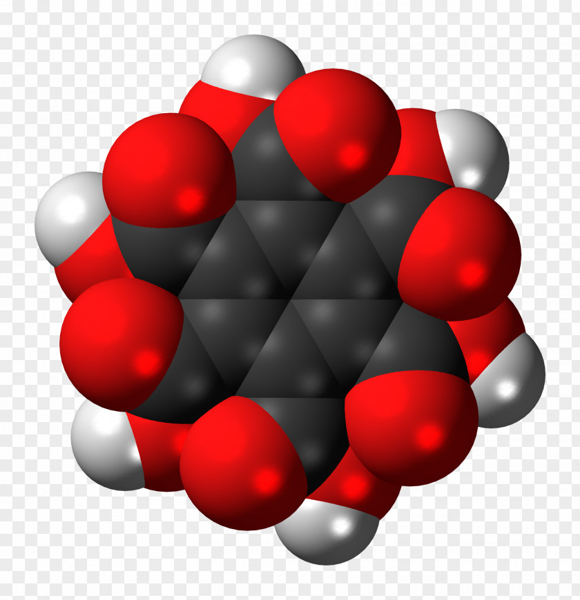 Mellitic Acid Atomic Nucleus Space-filling Model PNG