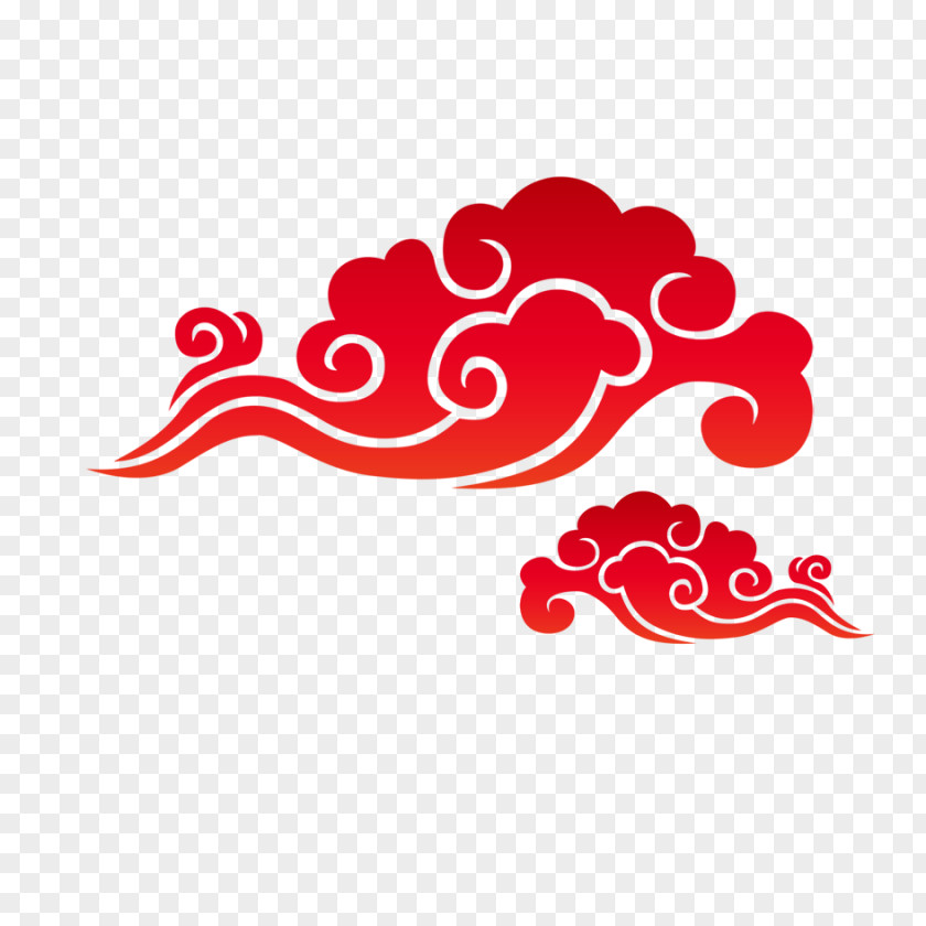 Red Cloud Material Chinese New Year Lunar Papercutting Mid-Autumn Festival Poster PNG