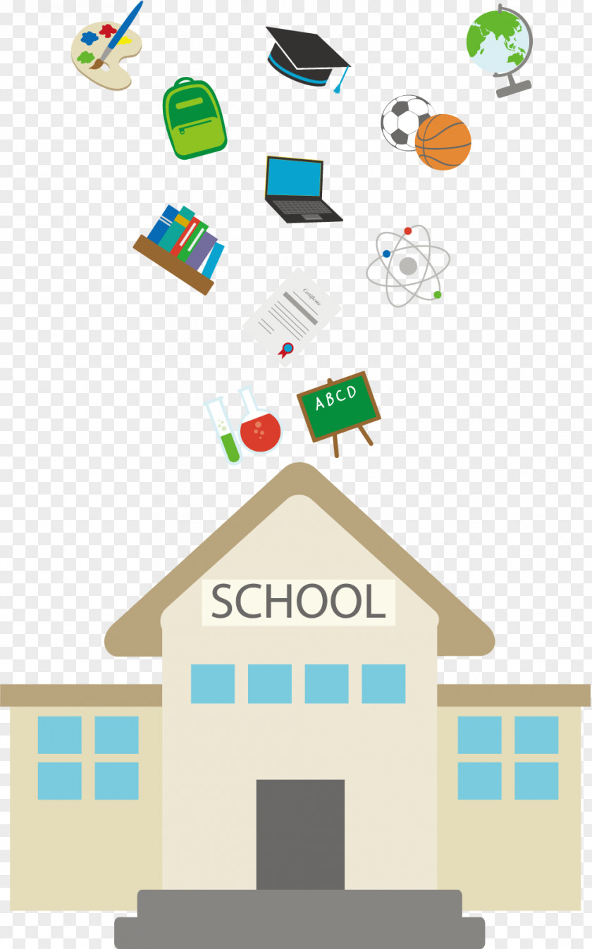 Vector Icon And Elements Of School Buildings Cartoon Clip Art PNG